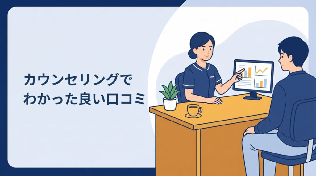 AGAヘアクリニック秋葉原本院のカウンセリングでわかった良い口コミを示すイラスト