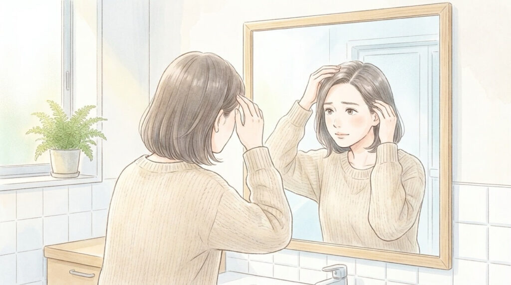 育毛剤を使っても変化を感じられず、不安を感じている女性