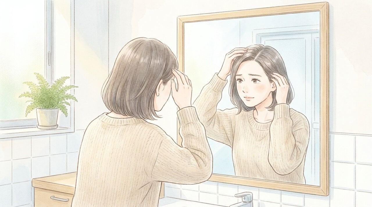 育毛剤を使っても変化を感じられず、不安を感じている女性