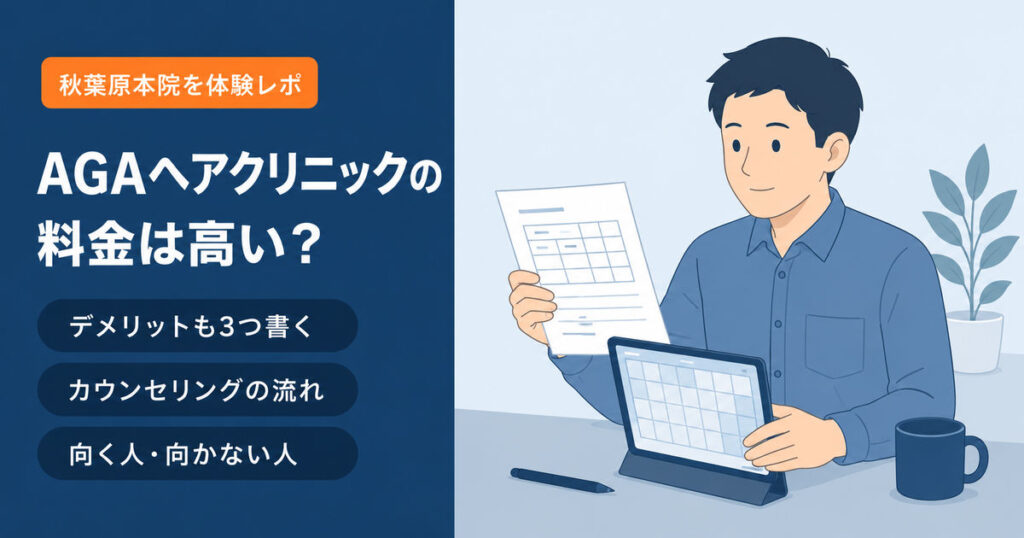AGAヘアクリニック秋葉原本院のカウンセリングで料金プランの説明を受けるイメージ
